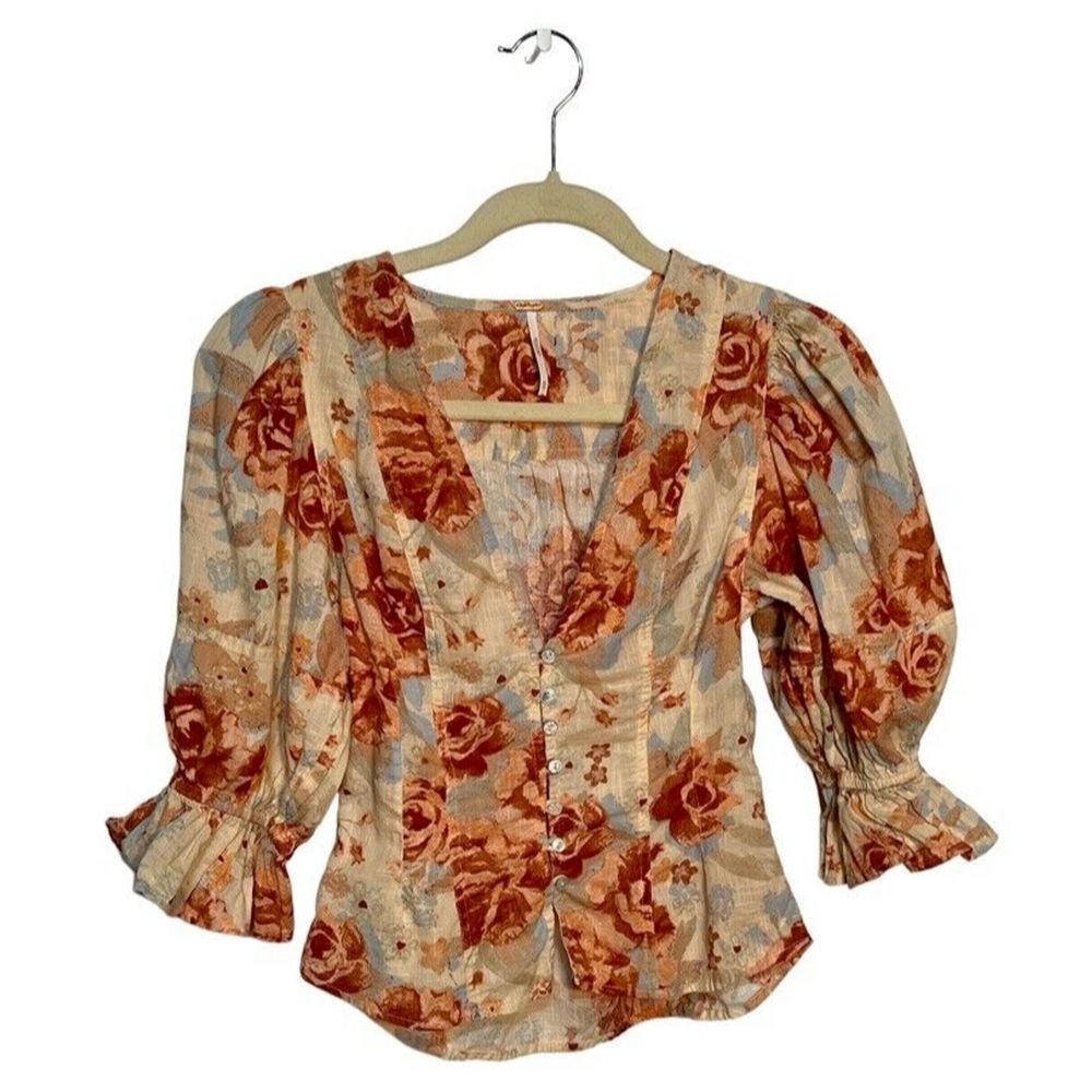 Free People I Found You Printed Floral Blouse Sz. XSmall